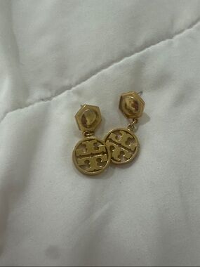 Authentic Tory Burch Gold Logo Drop Earrings